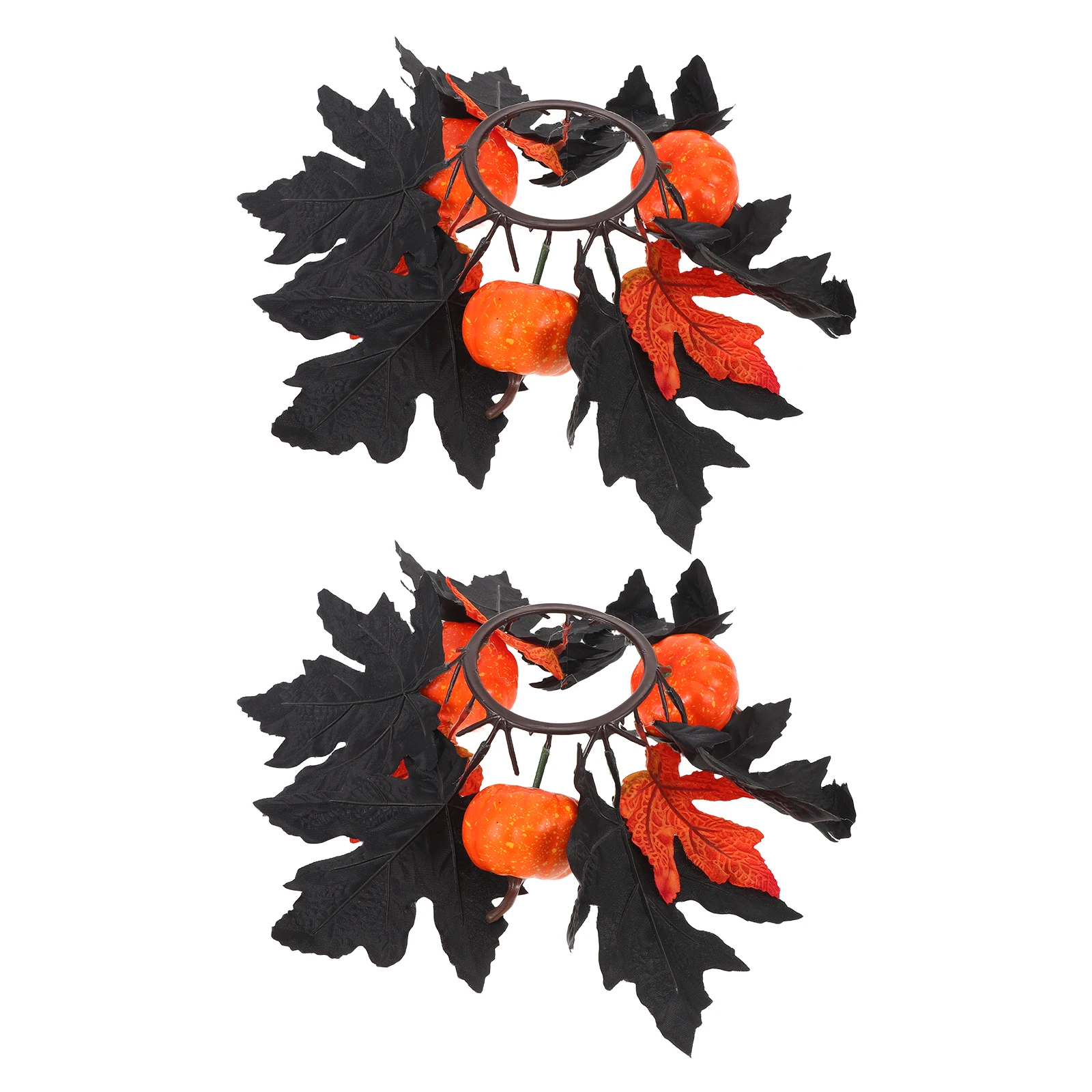 2pcs Halloween Decor Rings Artificial Maple Leaf Wreath Pillar Holder For Thanksgiving Fall Party Table 
2pcs Halloween Decor Rings Artificial Maple Leaf Wreath Pillar Holder For Thanksgiving Fall Party Table