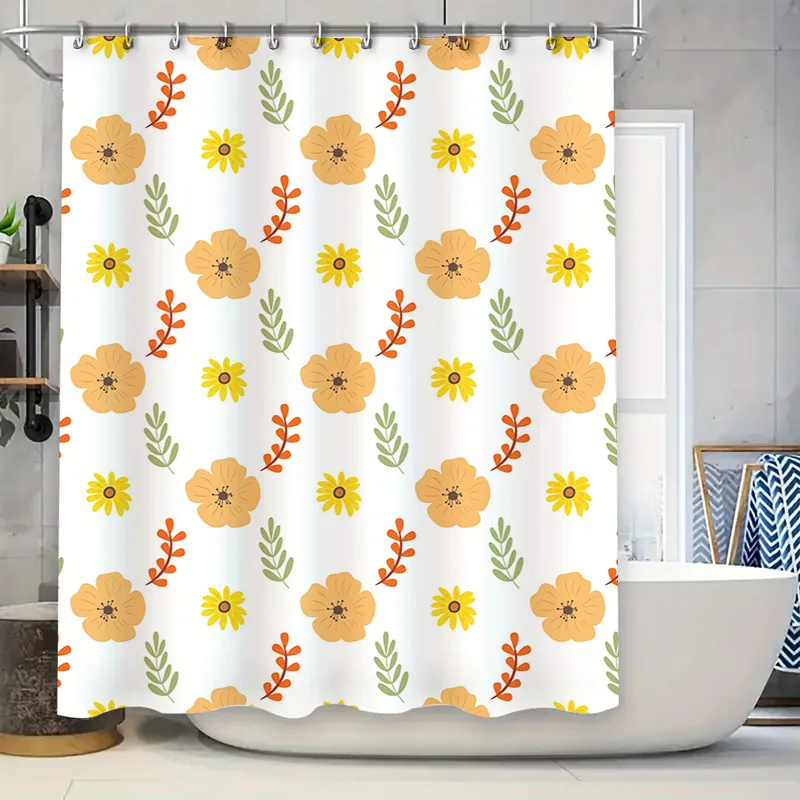 Modern Floral Shower Curtain Decorative Printing Waterproof Bathroom Liner Set for Home Decoration White with Yellow Orange Flow
Modern Floral Shower Curtain Decorative Printing Waterproof Bathroom Liner Set for Home Decoration White with Yellow Orange Flow