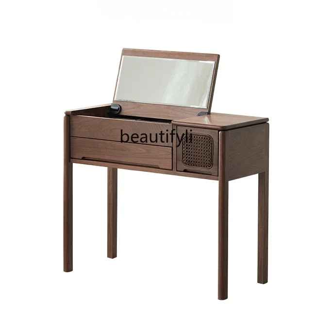 VSolid Wood Dresser Modern Minimalist with Mirror Dresser Black Walnut Flip Makeup Table
VSolid Wood Dresser Modern Minimalist with Mirror Dresser Black Walnut Flip Makeup Table