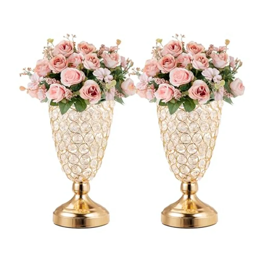Crystal Trumpet Floral Vase -2 Pcs Centerpieces for Wedding Table 10.6" Wrought Iron Crystal Vase Flower Vases for Party Dinner
Crystal Trumpet Floral Vase -2 Pcs Centerpieces for Wedding Table 10.6" Wrought Iron Crystal Vase Flower Vases for Party Dinner