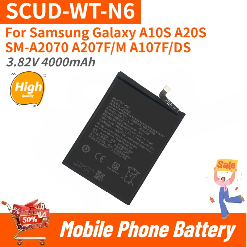 High Quality SCUD-WT-N6 Replacement Phone Battery 3.82V 4000mAh For Samsung Galaxy A10S A20S SM-A2070 A207F/M A107F/DS Brand New
High Quality SCUD-WT-N6 Replacement Phone Battery 3.82V 4000mAh For Samsung Galaxy A10S A20S SM-A2070 A207F/M A107F/DS Brand New