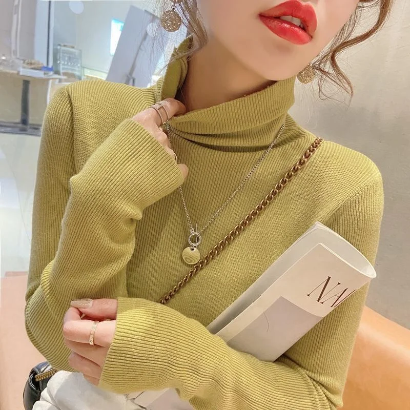 Women's High Collar Color Base Shirt Tight Fit Knitted Sweater Inner Wear Fashionable Autumn Winter Euro Style Top
Women's High Collar Color Base Shirt Tight Fit Knitted Sweater Inner Wear Fashionable Autumn Winter Euro Style Top