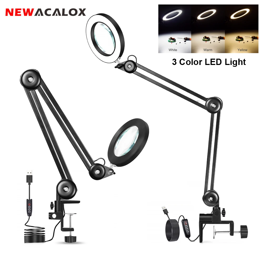 USB Folding Magnifying Glass 5X Real Glass Lens with 72 LED Lights Reading Desk Lamp Loupe for Hobby Crafts Repair Close Works
USB Folding Magnifying Glass 5X Real Glass Lens with 72 LED Lights Reading Desk Lamp Loupe for Hobby Crafts Repair Close Works