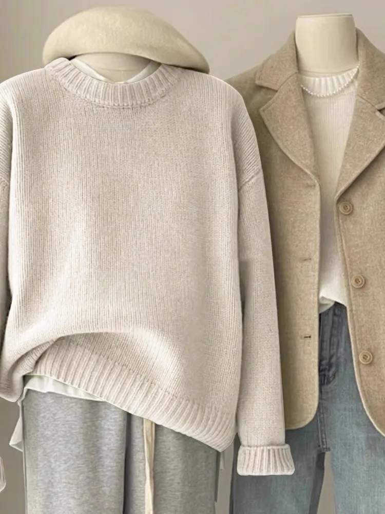 Autumn Winter Casual Women's O-Neck Long Sleeves Loose Knitted Pullovers High Quality Korean Wool Sweater
Autumn Winter Casual Women's O-Neck Long Sleeves Loose Knitted Pullovers High Quality Korean Wool Sweater