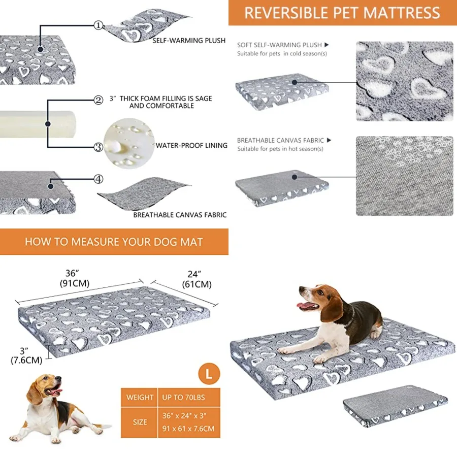 Dog Crate Mat - Reversible Cool and Warm Stylish Bed, Waterproof and Machine Washable, Supports Small to XXL Dogs, Grey
Dog Crate Mat - Reversible Cool and Warm Stylish Bed, Waterproof and Machine Washable, Supports Small to XXL Dogs, Grey