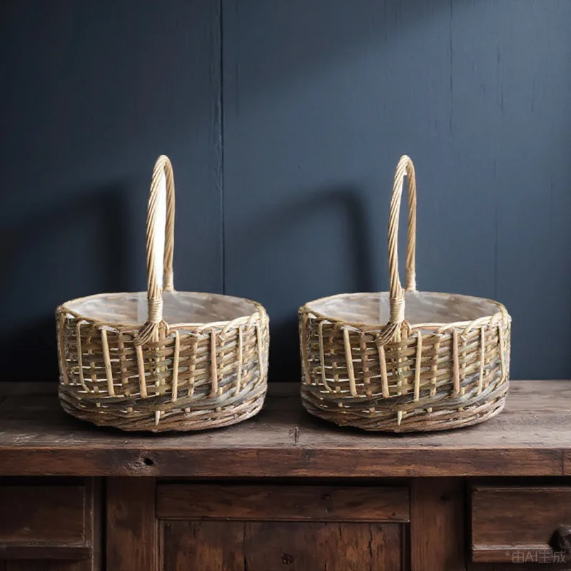 2Pcs Rattan Woven Flower Basket Pastoral Style with Handle for Home Garden Christmas Wedding Storage and Floral Decor
2Pcs Rattan Woven Flower Basket Pastoral Style with Handle for Home Garden Christmas Wedding Storage and Floral Decor