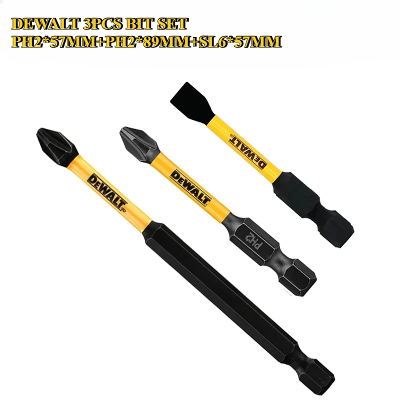 DEWALT Bit Set PH2+SL8 Impact Power Bit 57MM/89MM for Electric Screwdriver Drill Bit Power Tool Accessories-3PCS
DEWALT Bit Set PH2+SL8 Impact Power Bit 57MM/89MM for Electric Screwdriver Drill Bit Power Tool Accessories-3PCS