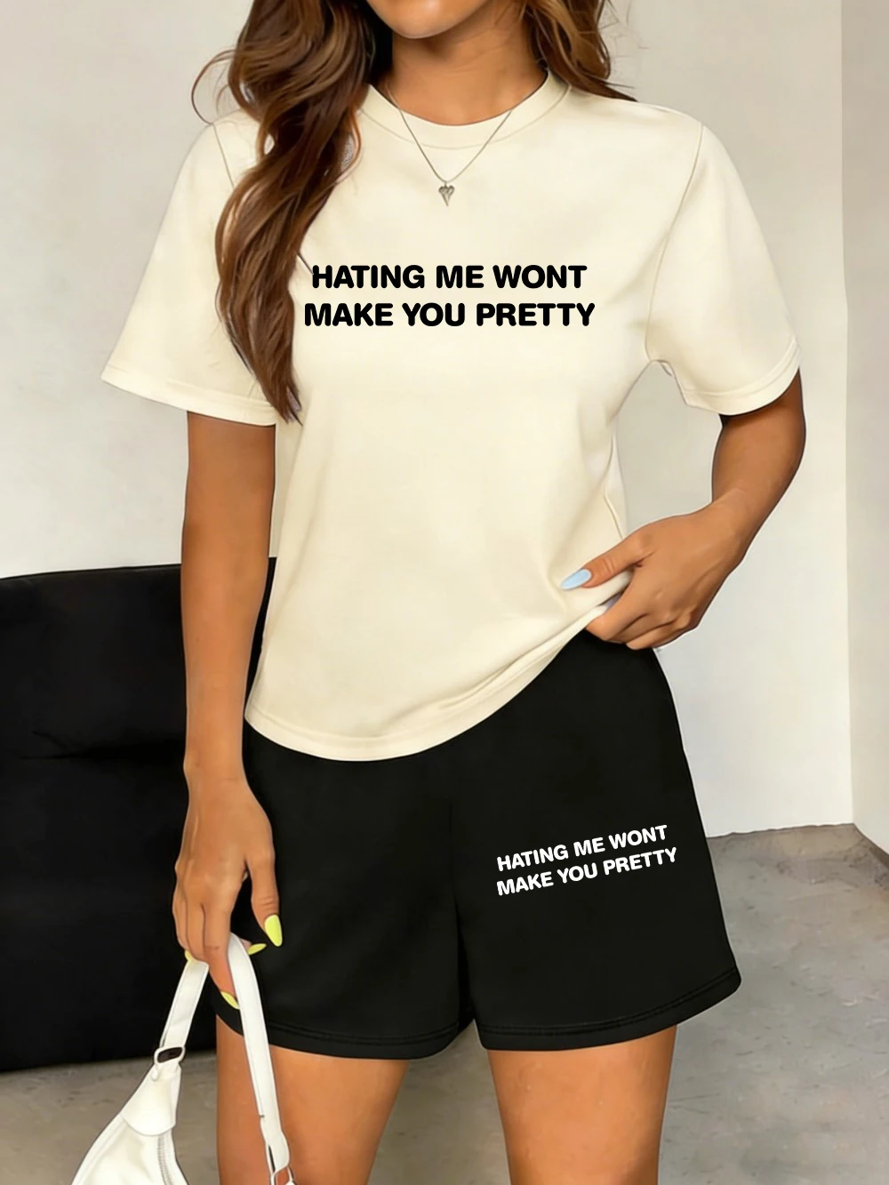 Hating Me Won'T Make You Pretty Printed T-Shirts Pants Womens Summer Two Pieces Set Tops Shorts Oversized High Waisted Clothes
Hating Me Won'T Make You Pretty Printed T-Shirts Pants Womens Summer Two Pieces Set Tops Shorts Oversized High Waisted Clothes