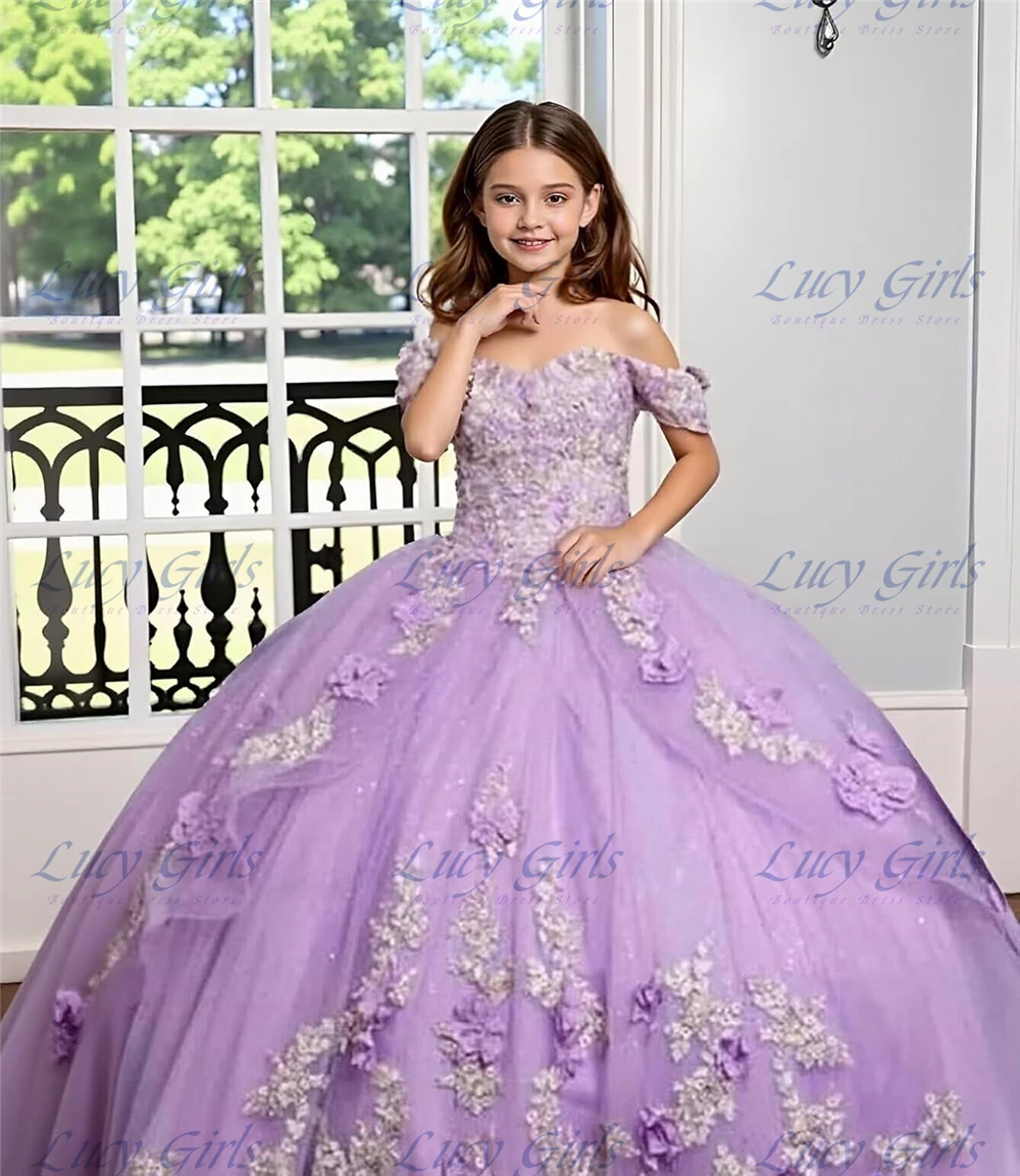 Luxurious Lace Applique Flower Girl Dress for Wedding 3D Flower First Communion Dress Off Shoulder Girls Ball Gowns with Train
Luxurious Lace Applique Flower Girl Dress for Wedding 3D Flower First Communion Dress Off Shoulder Girls Ball Gowns with Train