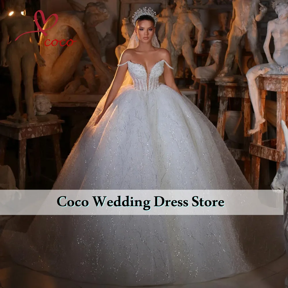 Customized Luxury Off the Shoulder Shinny Beads Sequins Bridal Dress Arabic Off the Shoulder Wedding Gowns Vestido De Novia
Customized Luxury Off the Shoulder Shinny Beads Sequins Bridal Dress Arabic Off the Shoulder Wedding Gowns Vestido De Novia