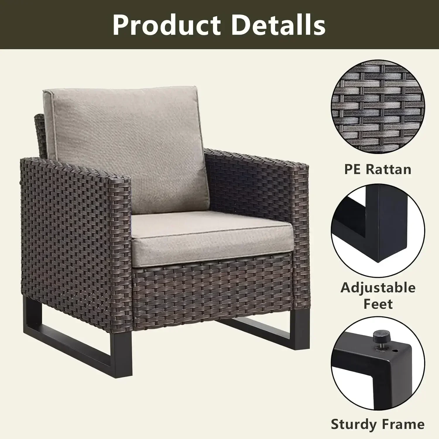 Hot salesPatio Furniture Chairs Outdoor Chair - Wicker Patio Furniture Set of 2,PE Rattan Patio Seating Garden(Brown/Grey)
Hot salesPatio Furniture Chairs Outdoor Chair - Wicker Patio Furniture Set of 2,PE Rattan Patio Seating Garden(Brown/Grey)