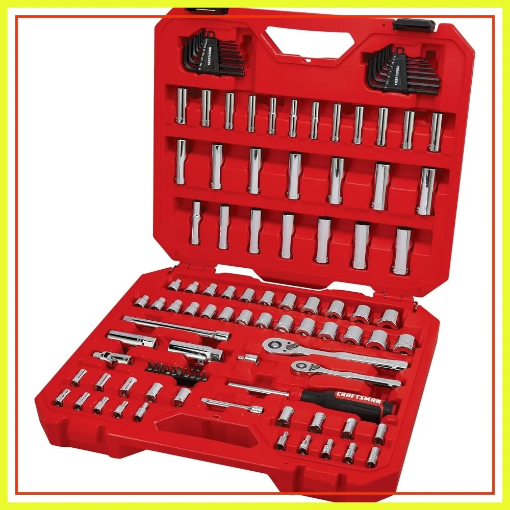 105 Pcs Mechanics Tool Set, SAE & Metric, 1/4 & 3/8 Inch Drive Car Tool Kit with Case
105 Pcs Mechanics Tool Set, SAE & Metric, 1/4 & 3/8 Inch Drive Car Tool Kit with Case