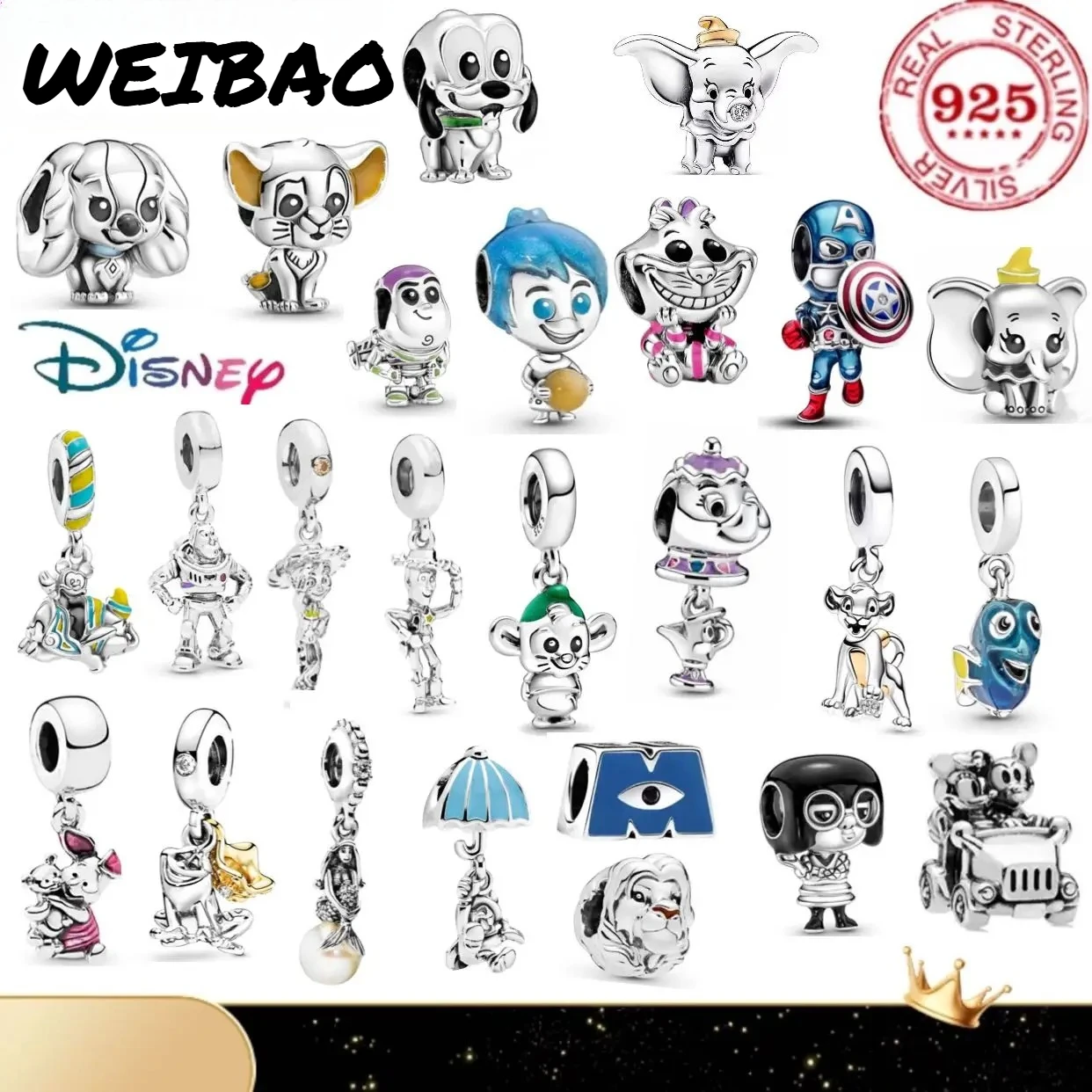 Disney 925% sterling silver Minnie Mouse Captain America Flying Elephant Pink Pig Bead Pendant Bracelet Women's DIY Jewelry Gift
Disney 925% sterling silver Minnie Mouse Captain America Flying Elephant Pink Pig Bead Pendant Bracelet Women's DIY Jewelry Gift