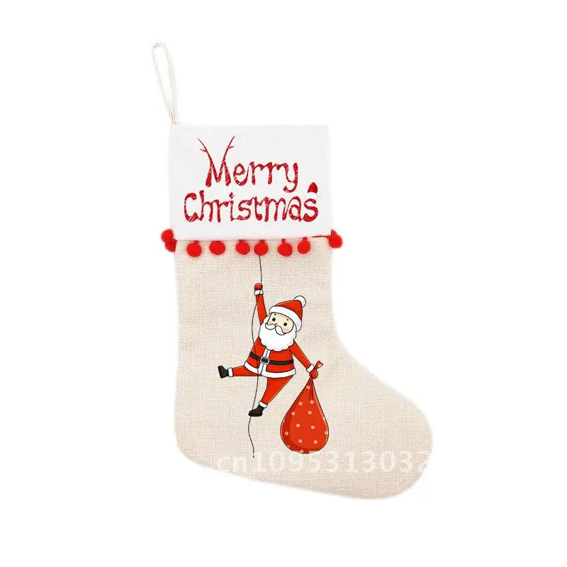 Linen Material Heat Transfer Christmas Socks with Small Hydrangea Blank Christmas Socks Double Sided 
Linen Material Heat Transfer Christmas Socks with Small Hydrangea Blank Christmas Socks Double Sided