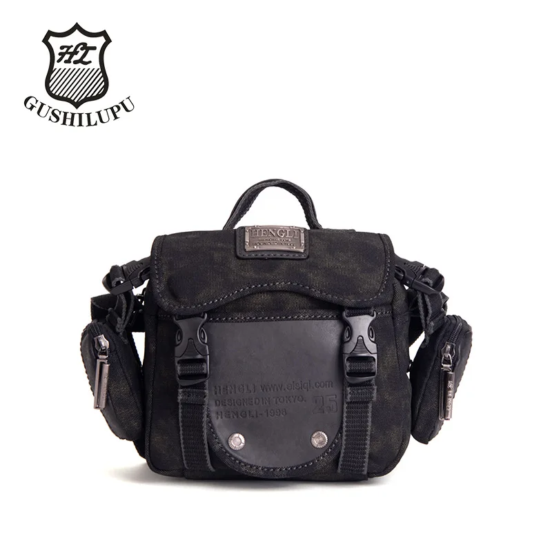 Thickened canvas and leather spliced men's single-shoulder bag, commuter hand-held portable small backpack, crossbody
Thickened canvas and leather spliced men's single-shoulder bag, commuter hand-held portable small backpack, crossbody