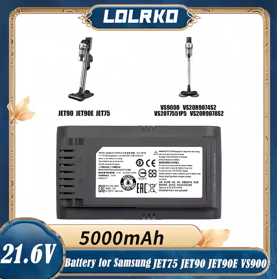4000mAh New Original VCA-SBT90 For Samsung JET75 JET90 JET90E VS9000 Dust Collector Battery VS20R9074S2 VS20T7551P5 VS20R9078S2
4000mAh New Original VCA-SBT90 For Samsung JET75 JET90 JET90E VS9000 Dust Collector Battery VS20R9074S2 VS20T7551P5 VS20R9078S2