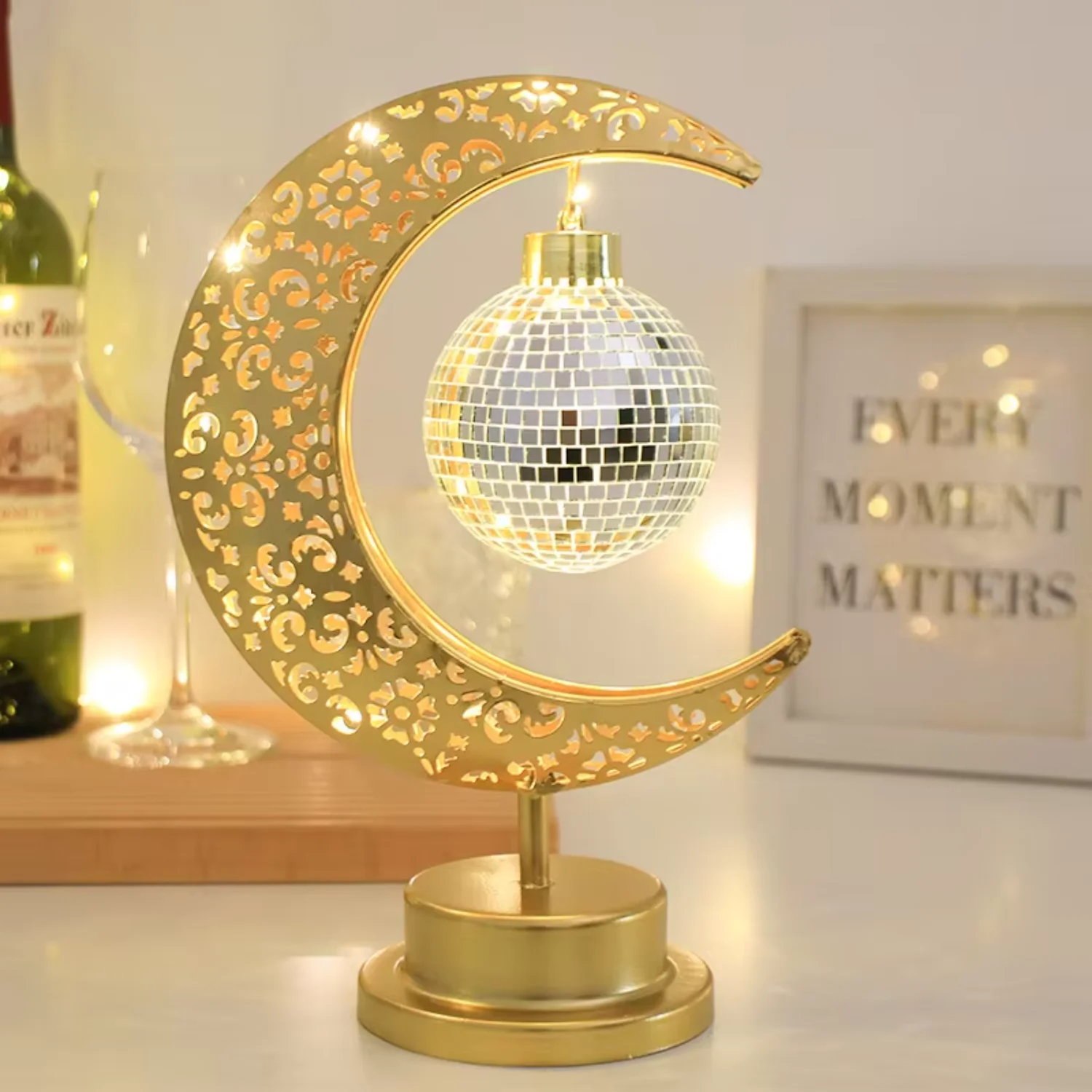 2023 new Ramadan decorations LED rechargeable night light high quality iron crafts LED battery moon table Ramadan lamp
2023 new Ramadan decorations LED rechargeable night light high quality iron crafts LED battery moon table Ramadan lamp