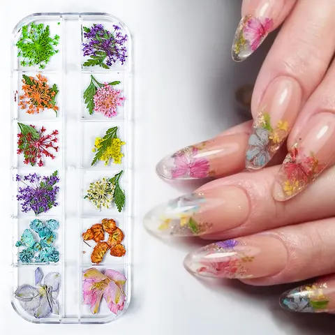 1Box 10pcs Dried Flower Manicure Decorations Nail Art Accessories