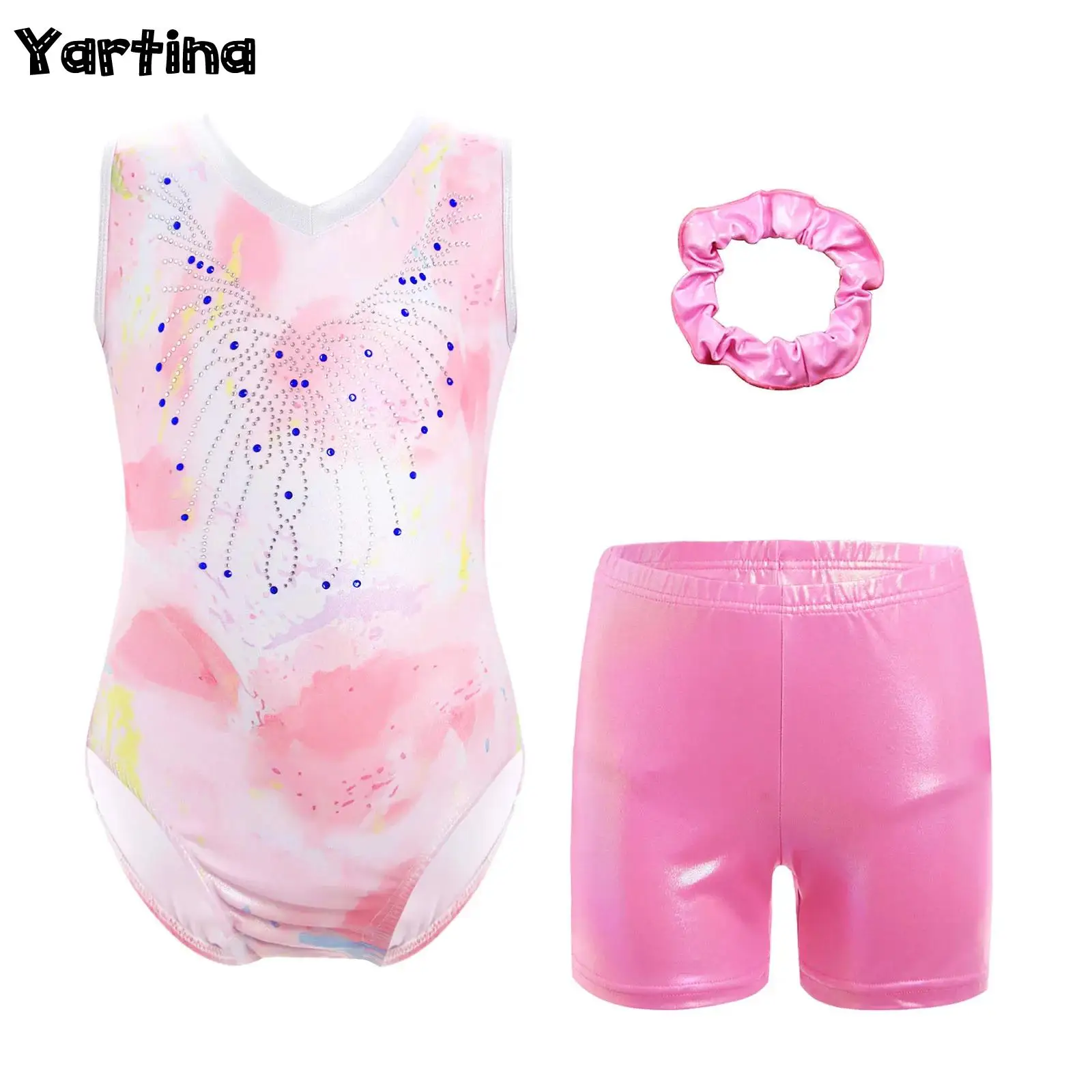 Kids Girls Gymnastics Ballet Dance Outfit Printed Metallic Leotard V-neck Shiny Rhinestones Bodysuit with Shorts Hairband
Kids Girls Gymnastics Ballet Dance Outfit Printed Metallic Leotard V-neck Shiny Rhinestones Bodysuit with Shorts Hairband