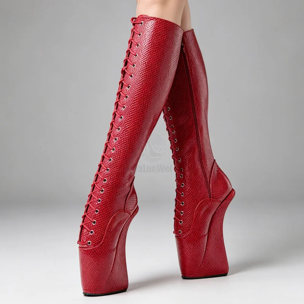 18CM Hoof Heel Platform Snake pattern Fetish Sexy Knee High Ballet Heels Boots Unisex size36-46
18CM Hoof Heel Platform Snake pattern Fetish Sexy Knee High Ballet Heels Boots Unisex size36-46