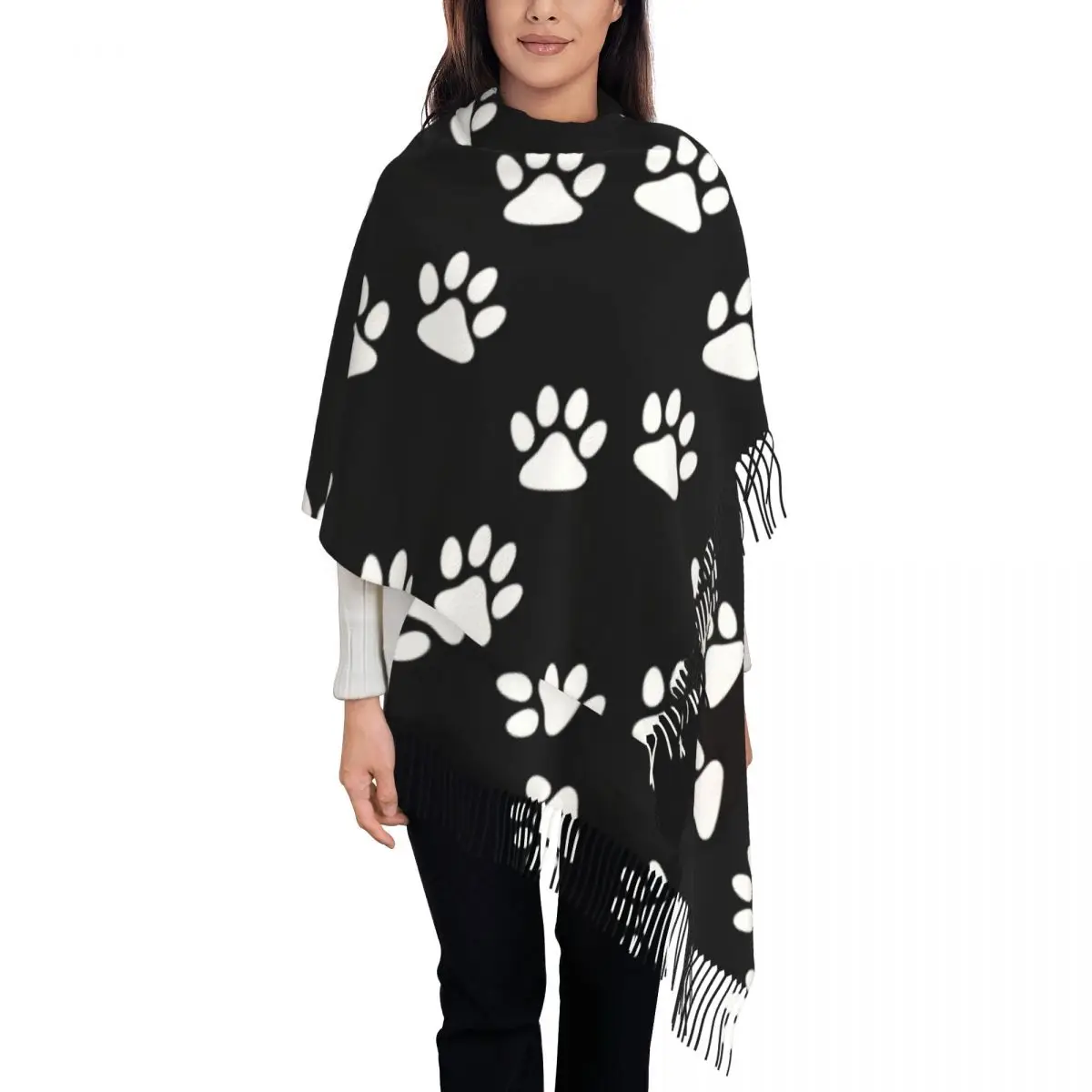 Paw Prints Dog Scarf Wrap for Women Long Winter Fall Warm Tassel Shawl Unisex Animal Scarves
Paw Prints Dog Scarf Wrap for Women Long Winter Fall Warm Tassel Shawl Unisex Animal Scarves