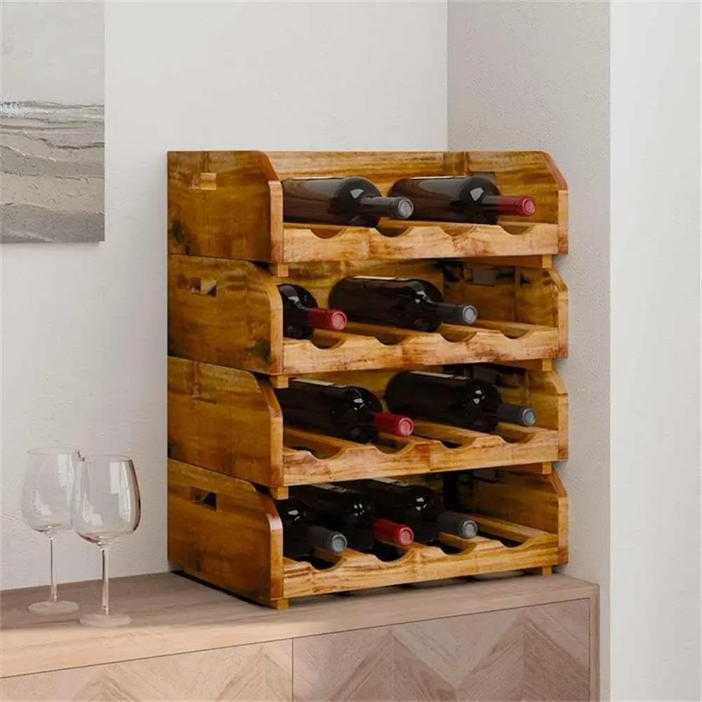 Solid Mango Wood Wine Rack, Brown, 18.1x11.8x5.9 in, Rustic Handcrafted, Stackable for 16 Bottles, Durable Wooden Storage for Ba
Solid Mango Wood Wine Rack, Brown, 18.1x11.8x5.9 in, Rustic Handcrafted, Stackable for 16 Bottles, Durable Wooden Storage for Ba