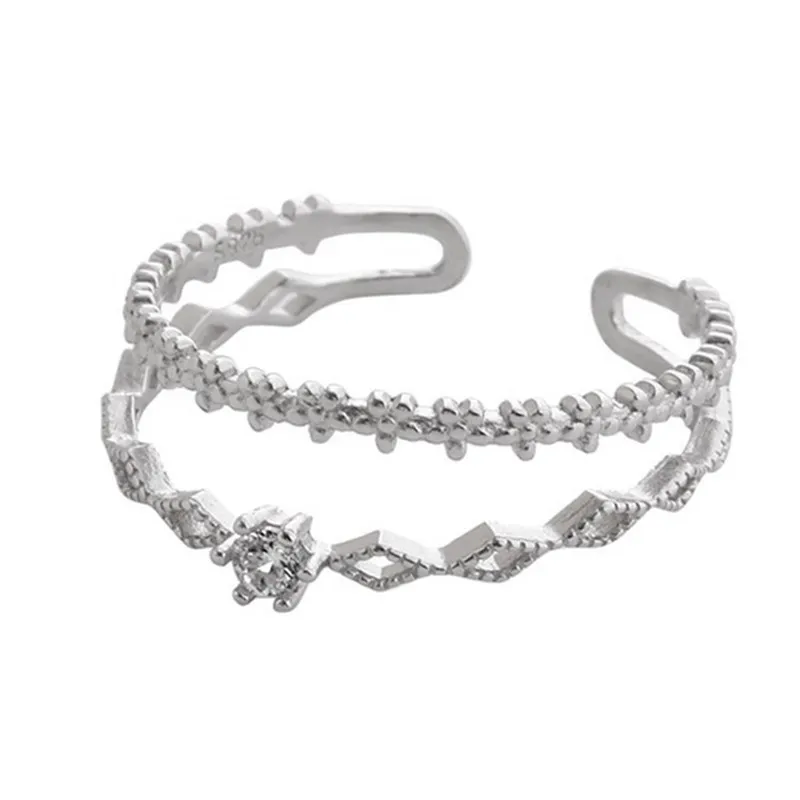 Dawn's Jewel S925 Silver Korean Lace Double Zircon Ring Female Niche Personality Flower Open Bracelet anillos
Dawn's Jewel S925 Silver Korean Lace Double Zircon Ring Female Niche Personality Flower Open Bracelet anillos