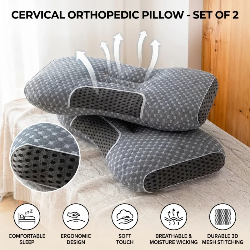 Cervical Orthopedic Neck Pillow for Sleeping Protect Neck Pain SPA Massage Pillow Soybean Fiber for Sleep 2PCS - Grey
Cervical Orthopedic Neck Pillow for Sleeping Protect Neck Pain SPA Massage Pillow Soybean Fiber for Sleep 2PCS - Grey