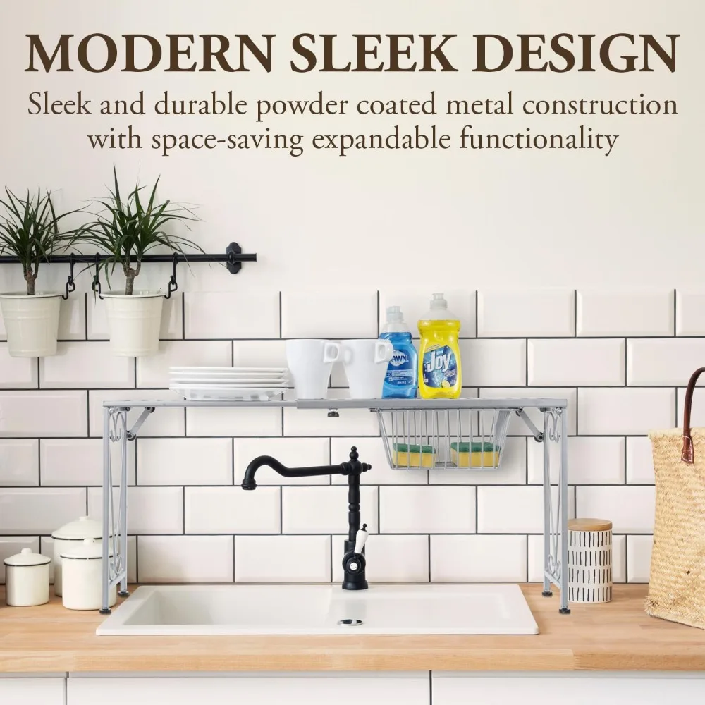 Silver Metal Over The Sink Organizer Shelf with Pull Out Drawer, Expandable Kitchen Caddy Rack, Bathroom Storage Shelf Riser
Silver Metal Over The Sink Organizer Shelf with Pull Out Drawer, Expandable Kitchen Caddy Rack, Bathroom Storage Shelf Riser