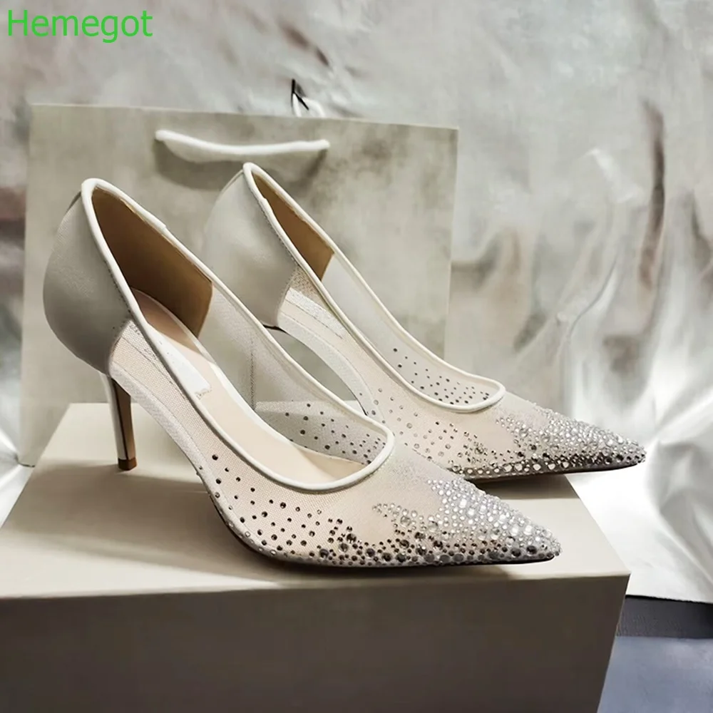 Crystal Bling Bling Wedding Shoes Clear Mesh Pointed Shallow Slip-On Flat Shoes 2024 Spring New Stiletto Heel 8.5Cm Women Pumps
Crystal Bling Bling Wedding Shoes Clear Mesh Pointed Shallow Slip-On Flat Shoes 2024 Spring New Stiletto Heel 8.5Cm Women Pumps