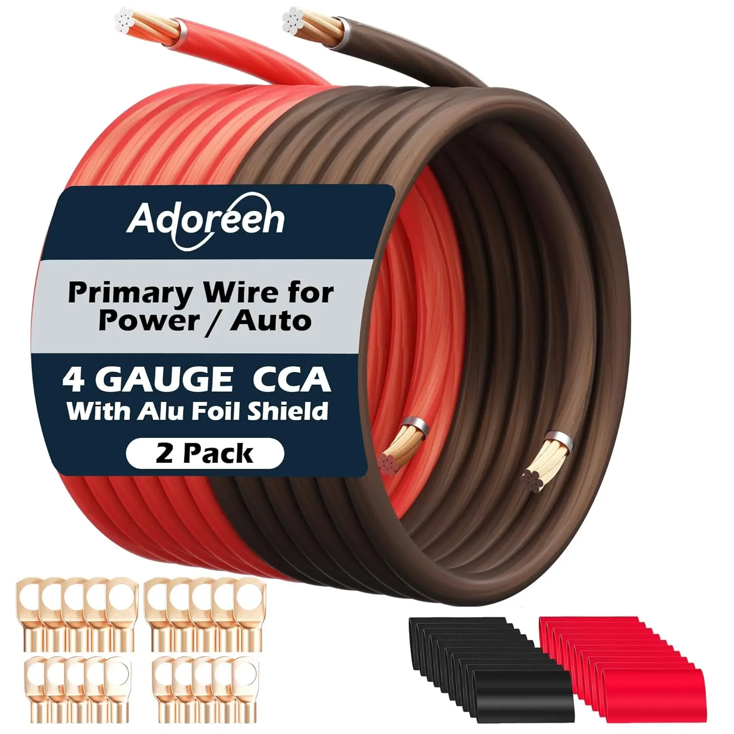 4 AWG Power Ground Wire Cable 35ft Black + 35ft Red CCA for Car Audio Amp Speaker RV Marine Solar with Lugs & Heat Shrink Tubes
4 AWG Power Ground Wire Cable 35ft Black + 35ft Red CCA for Car Audio Amp Speaker RV Marine Solar with Lugs & Heat Shrink Tubes
