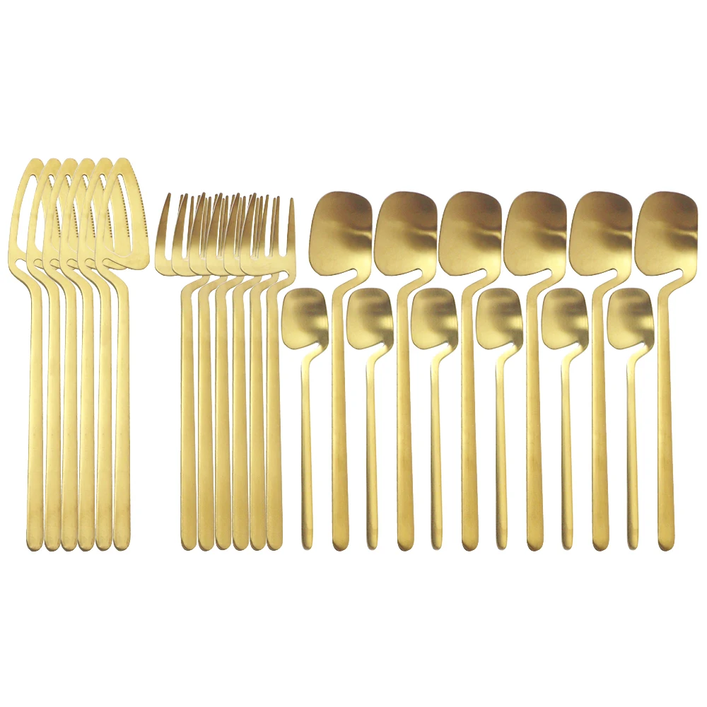 24Pcs Matte Stainless Steel Tableware Gold Kitchen Dinnerware Set Knife Fork Coffee Spoons Cutlery Set Western Party Flatware
24Pcs Matte Stainless Steel Tableware Gold Kitchen Dinnerware Set Knife Fork Coffee Spoons Cutlery Set Western Party Flatware