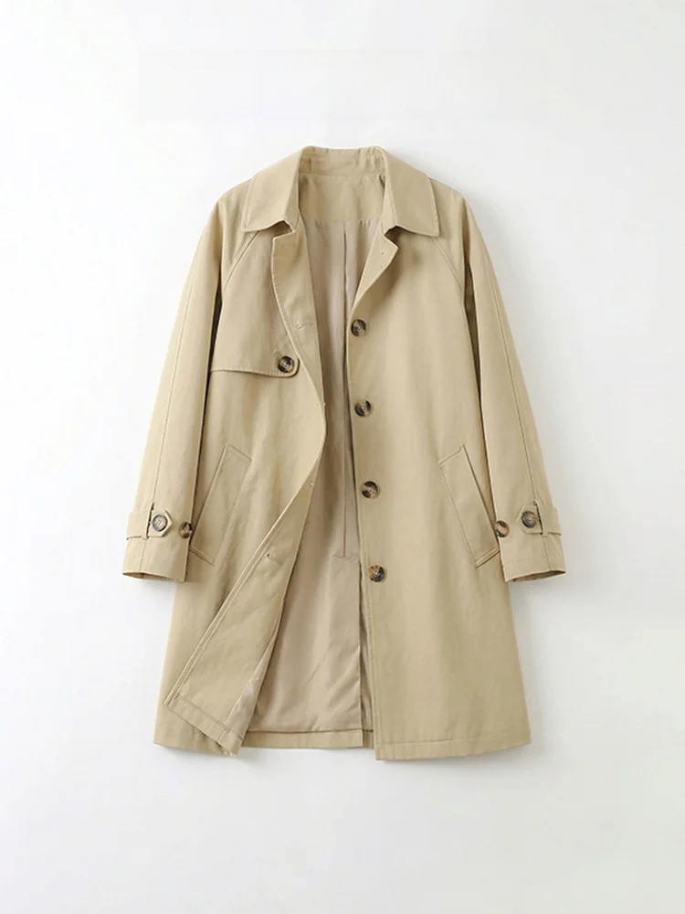 Ladies' Mid-Length Casual Sle Loose Fit Windbreaker Spring Autumn High Waist Warmth Single Button Pure Color Faion Outerwear
Ladies' Mid-Length Casual Sle Loose Fit Windbreaker Spring Autumn High Waist Warmth Single Button Pure Color Faion Outerwear
