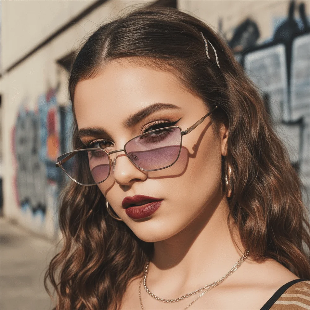 Trendy Vintage Metal Framed Sunglasses Classic Y2k Cat Eye Sunglasses Metal Solid Color UV Protection Sunglasses Outdoor
Trendy Vintage Metal Framed Sunglasses Classic Y2k Cat Eye Sunglasses Metal Solid Color UV Protection Sunglasses Outdoor