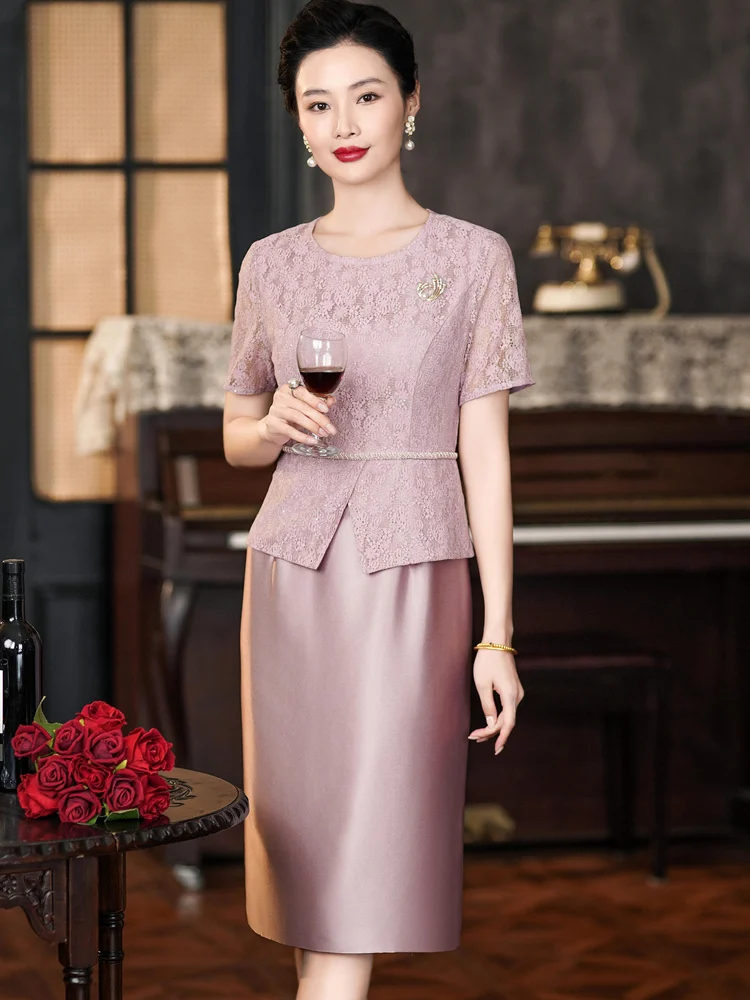 Fashionable Short Sleeve Wedding Dress Set Elegant Mommy Clothes Engagement Celebration High Quality Women's Lace Outfit
Fashionable Short Sleeve Wedding Dress Set Elegant Mommy Clothes Engagement Celebration High Quality Women's Lace Outfit