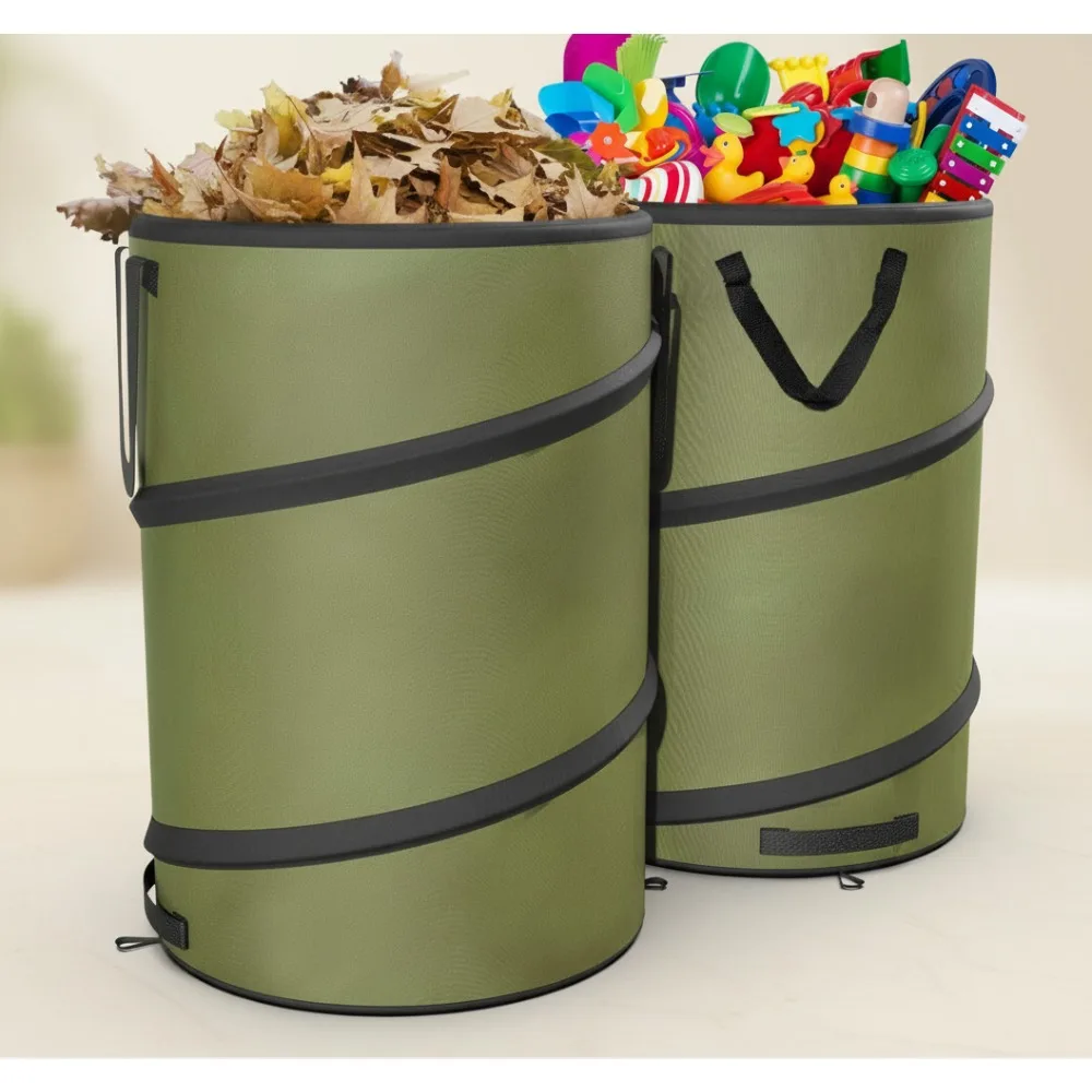 2-Pack 30 Gallon Collapsible Pop-Up Trash Can for Camping, RV, Gardening - Green Foldable Waste Bag
2-Pack 30 Gallon Collapsible Pop-Up Trash Can for Camping, RV, Gardening - Green Foldable Waste Bag