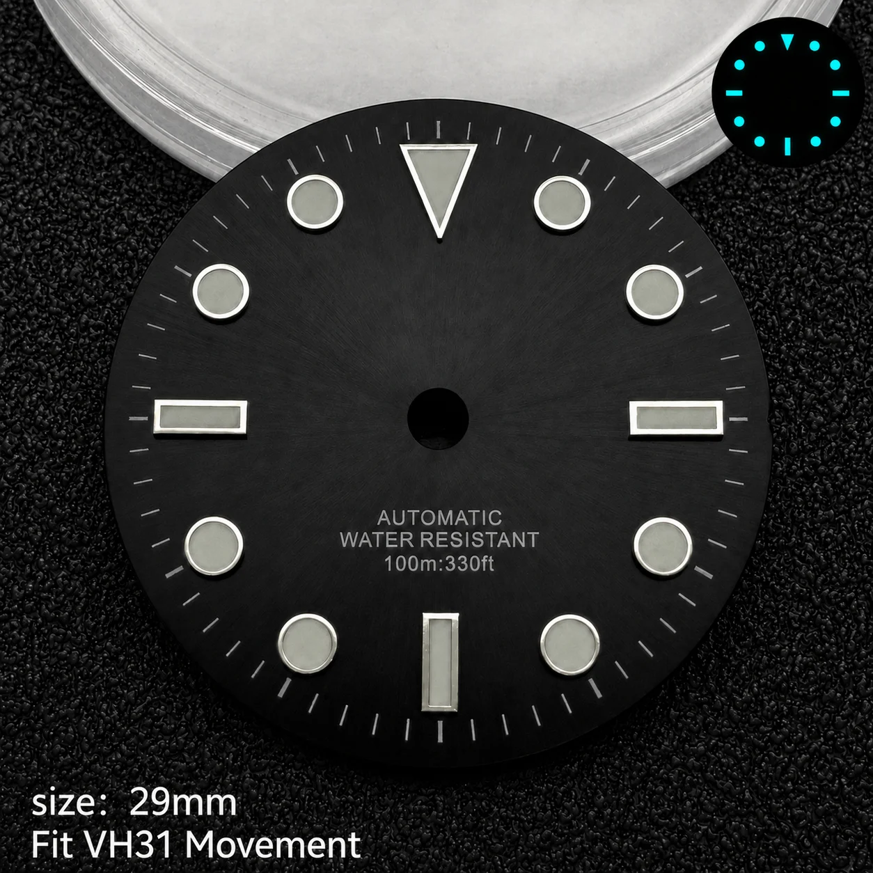 RICHUS 29mm VH31 Watch Dial Blue-Green Luminous Modified Dial Watch Face Fit VH31 Quartz Movement Replacement Watch Accessories
RICHUS 29mm VH31 Watch Dial Blue-Green Luminous Modified Dial Watch Face Fit VH31 Quartz Movement Replacement Watch Accessories