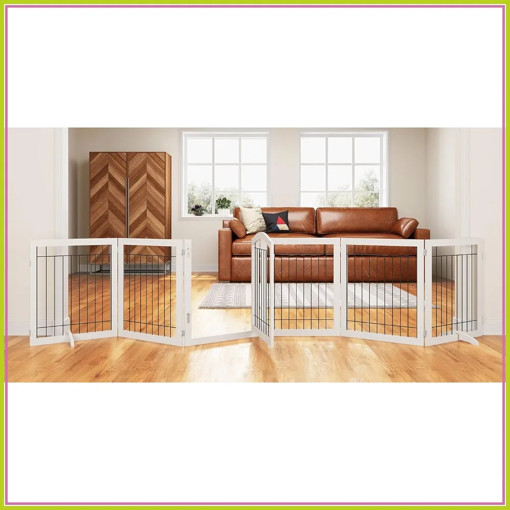144-Inch Extra Wide 30-Inch Tall Dog Gate with Door, Freestanding Wire Pet Fence, 6 Panels, White
144-Inch Extra Wide 30-Inch Tall Dog Gate with Door, Freestanding Wire Pet Fence, 6 Panels, White