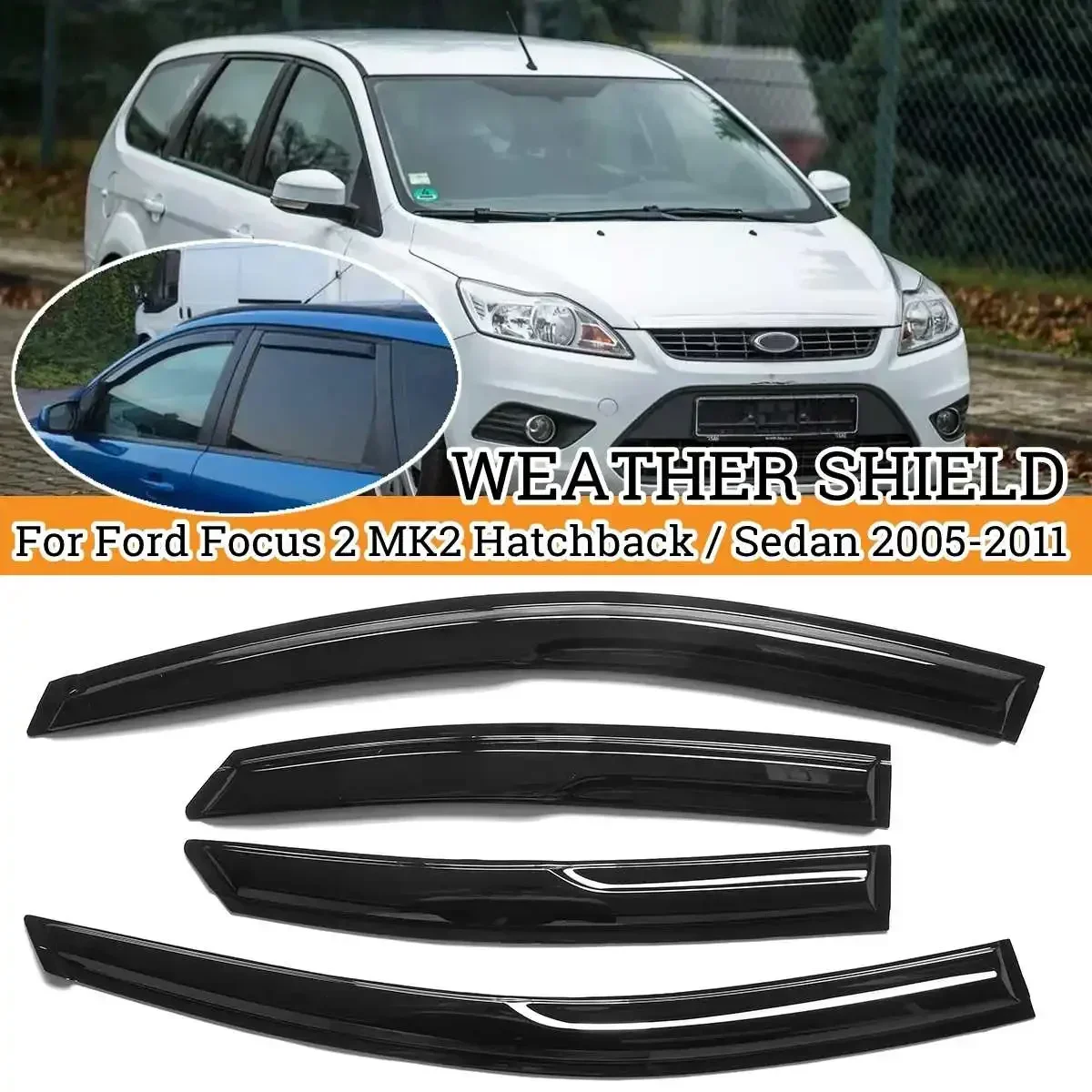 High Qualiuty Car Side Window Deflector Visor For Ford Focus 2 MK2 Hatchback Sedan 2005-2011 Awnings Shelters Protector Body Kit
High Qualiuty Car Side Window Deflector Visor For Ford Focus 2 MK2 Hatchback Sedan 2005-2011 Awnings Shelters Protector Body Kit