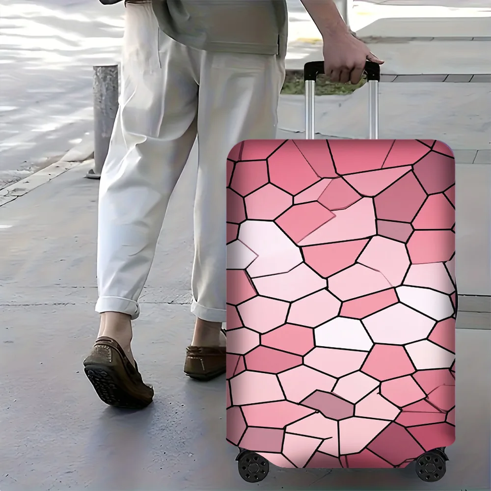 1-piece pink geometric mosaic luggage cover for luggage sizes 18-32; dust and elastic travel accessories to effectively prote
1-piece pink geometric mosaic luggage cover for luggage sizes 18-32; dust and elastic travel accessories to effectively prote