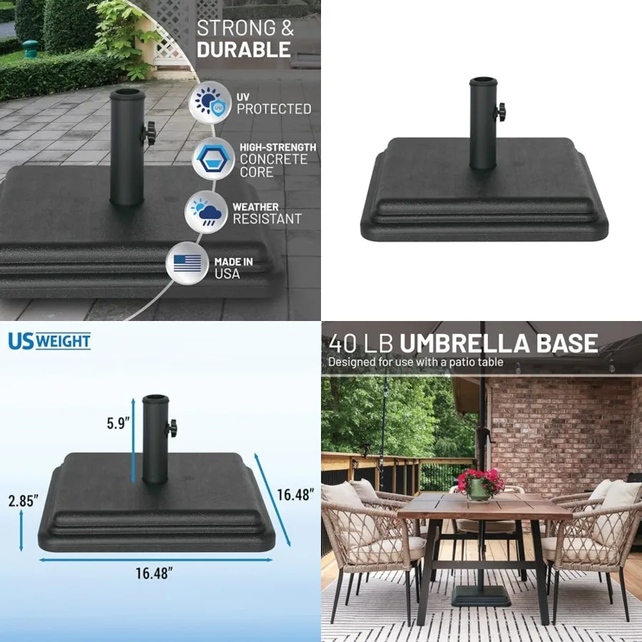 40 Pound Umbrella Base - Weighted Umbrella base For Use With Patio Table Heavy Duty Base- Made in the USA
40 Pound Umbrella Base - Weighted Umbrella base For Use With Patio Table Heavy Duty Base- Made in the USA