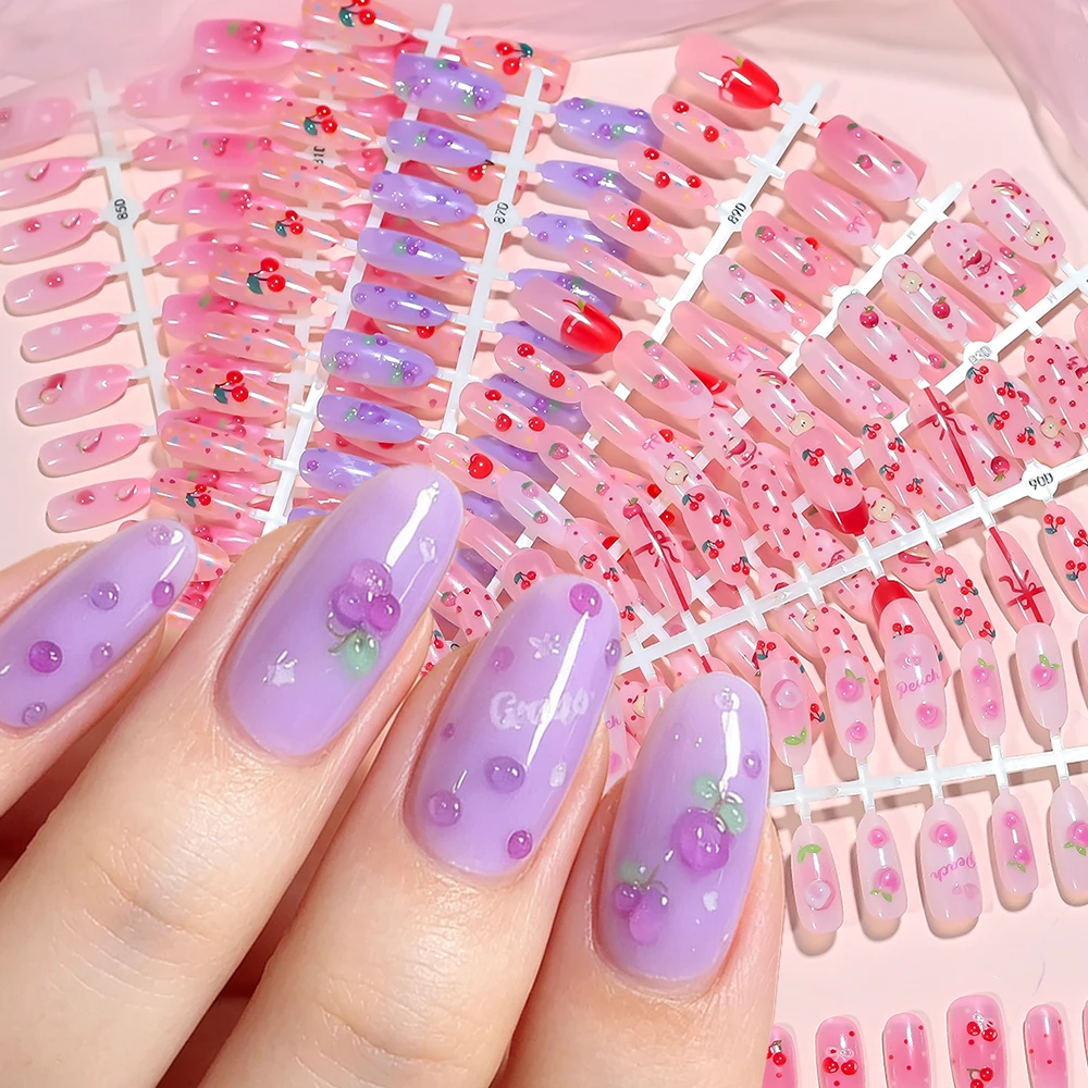 30Pcs Summer Fruit Mid-length Almond False Nail Patches 3D Strawberry/Peach/Cherry/Apple/Grape Glossy Press on Nail Acrylic Fake
30Pcs Summer Fruit Mid-length Almond False Nail Patches 3D Strawberry/Peach/Cherry/Apple/Grape Glossy Press on Nail Acrylic Fake