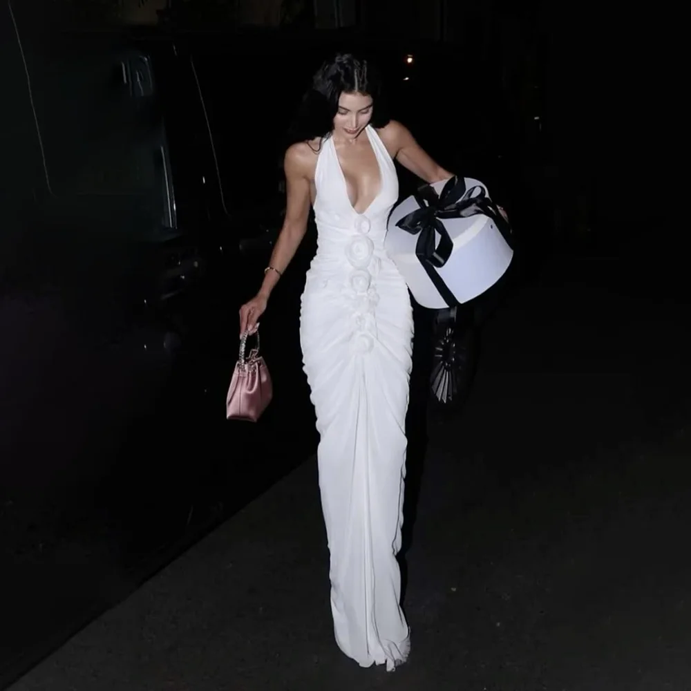 Классическое белое платье для выпускного вечера без рукавов с лямкой на шее для женщин, элегантное платье длиной до пола, вечернее платье русалки с цветочной аппликацией по индивидуальному заказу
Классическое белое платье для выпускного вечера без рукавов с лямкой на шее для женщин, элегантное платье длиной до пола, вечернее платье русалки с цветочной аппликацией по индивидуальному заказу