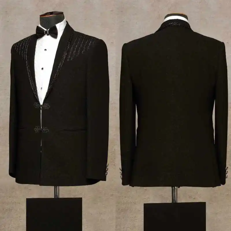 Luxury Beaded Men Suits 2 Piece Shawl Lapel Single Breasted Pant Sets Loose Fit Business Occasion Party Customized
Luxury Beaded Men Suits 2 Piece Shawl Lapel Single Breasted Pant Sets Loose Fit Business Occasion Party Customized