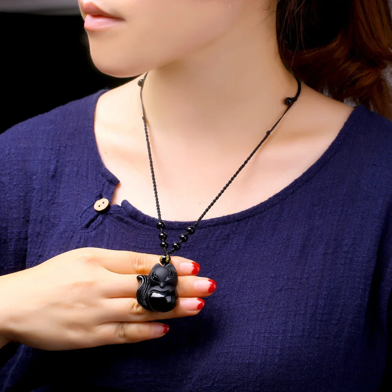 Natural Obsidian FrostedJade Fox Necklace Pendant Couple Elegant Fashion Personality Fine Jewelry Men and Women Accessories Gift
Natural Obsidian FrostedJade Fox Necklace Pendant Couple Elegant Fashion Personality Fine Jewelry Men and Women Accessories Gift