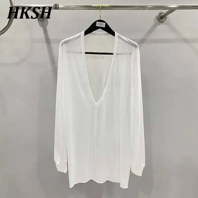 HKSH Summer Spring New Men's Tide Dark V-Neck Thin Knitted Long Sleeve Solid Color T-shirt Chic Fashion Punk Dark Tees HK2010
HKSH Summer Spring New Men's Tide Dark V-Neck Thin Knitted Long Sleeve Solid Color T-shirt Chic Fashion Punk Dark Tees HK2010