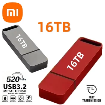 샤오미 고속 전송 금속 C 타입 U 플래시 드라이브, SSD 휴대용 미니 플래시 드라이브 메모리, 방수 U 드라이브, 16TB, USB3.2