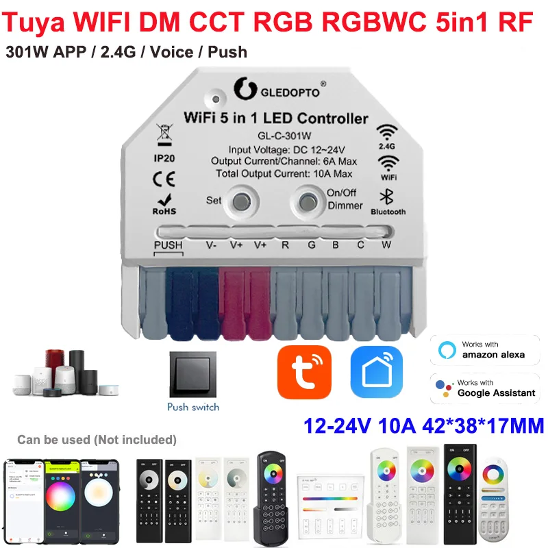 Контроллер светодиодных лент GLEDOPTO ZigBee 3.0 Pro + 5 в 1, 20 А, RGBCCT/RGBW/RGB/CCT/AC, диммер триака Alexa Tuya Smart APP, голосовое управление
Контроллер светодиодных лент GLEDOPTO ZigBee 3.0 Pro + 5 в 1, 20 А, RGBCCT/RGBW/RGB/CCT/AC, диммер триака Alexa Tuya Smart APP, голосовое управление