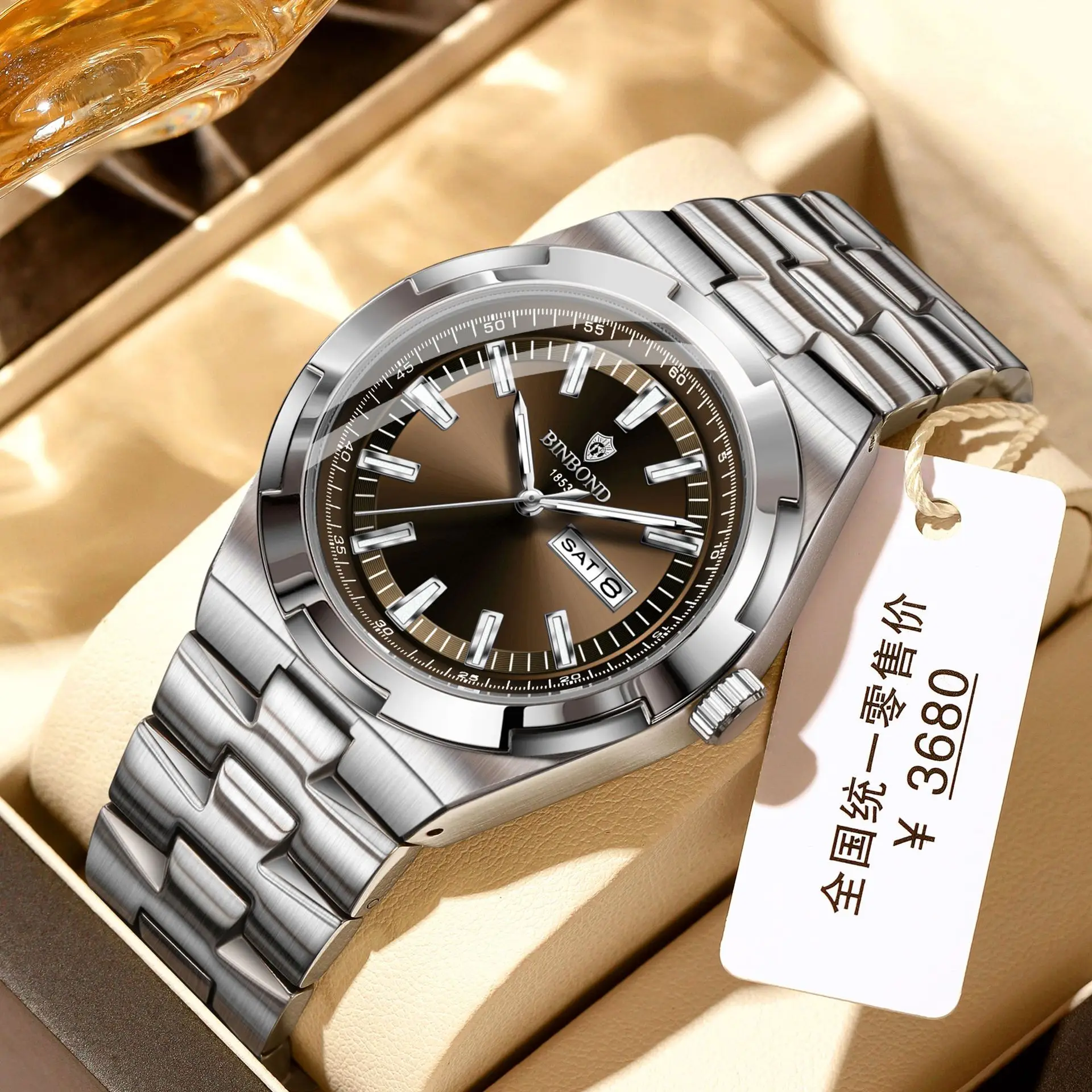 BINBOND Men's Watch Fashion Trend Night Light Calendar Waterproof Business Leisure Steel Strip Men's Watch Watches for man
BINBOND Men's Watch Fashion Trend Night Light Calendar Waterproof Business Leisure Steel Strip Men's Watch Watches for man