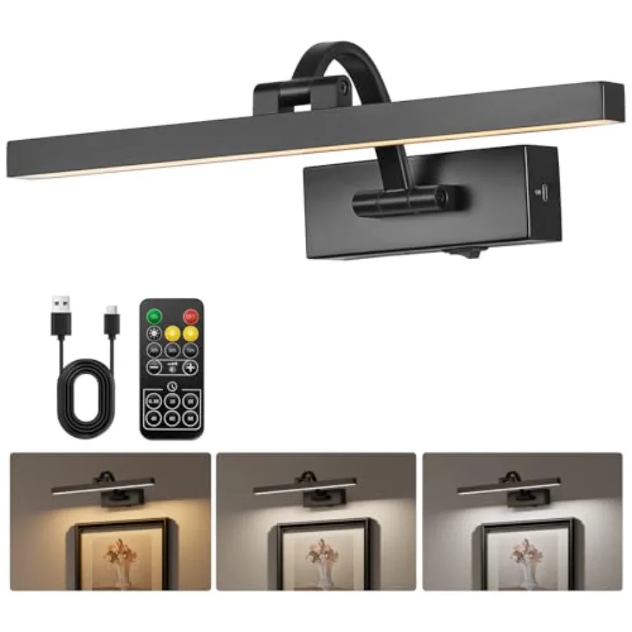 LED Wireless Picture Light with Remote Control, USB Rechargeable Battery Powered Art Lamps, Dimmable, 270° Rotate, Timing, 15.5
LED Wireless Picture Light with Remote Control, USB Rechargeable Battery Powered Art Lamps, Dimmable, 270° Rotate, Timing, 15.5
